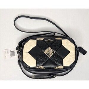 Coach Black Canyon Quilt Exotic Embossed Leather Clutch Crossbody Purse NWT